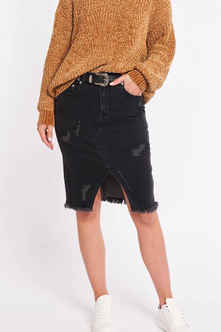 Vanessa Denim Skirt in Black | FINAL SALE