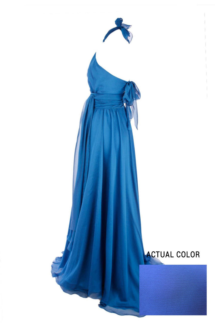 Harlow Gown in Sapphire | Chiffon Dresses Lucy Laurita - Leiela