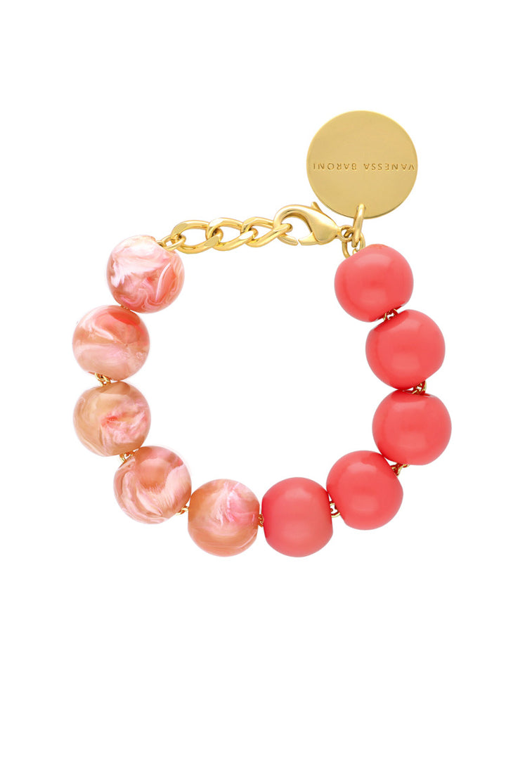 2-Tone Beads Bracelet in Flamingo Peach Marble