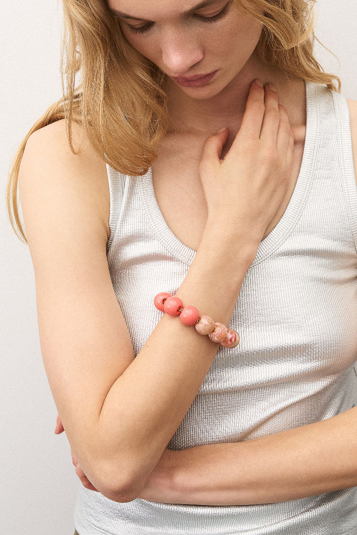 2-Tone Beads Bracelet in Flamingo Peach Marble