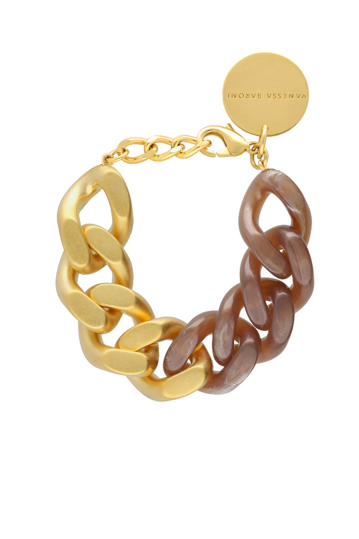 2-Tone Great Bracelet w Gold in Caramel
