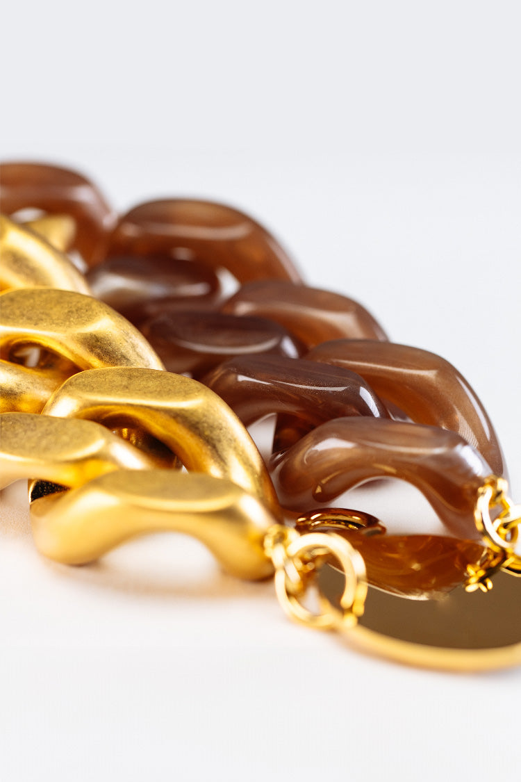 2-Tone Great Bracelet w Gold in Caramel