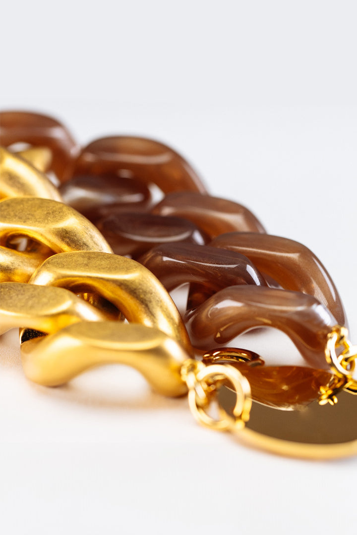 2-Tone Great Bracelet w Gold in Caramel