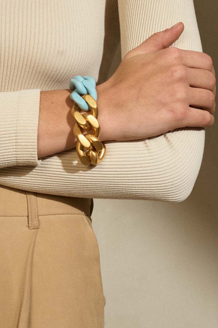 2-Tone Great Bracelet in Gold Matte Baby Blue