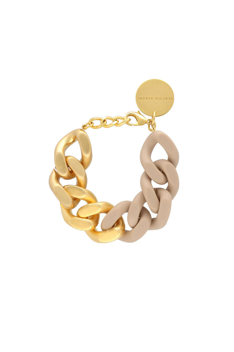 2-Tone Great Bracelet w Gold in Matte Beige