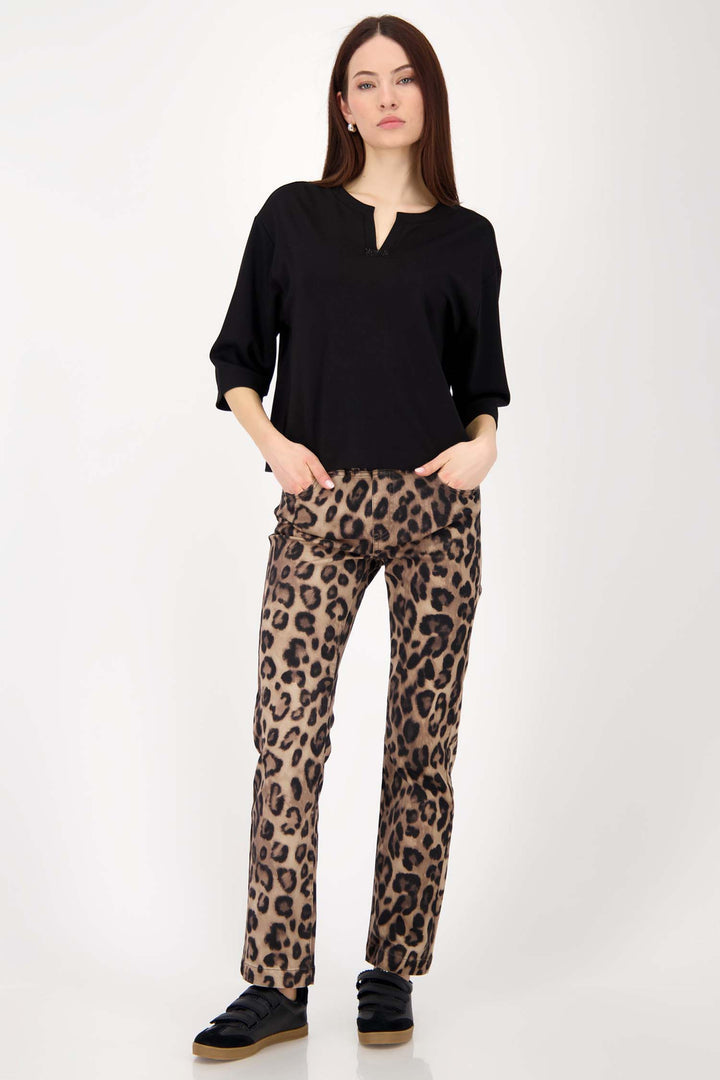 3/4 Sleeve Top w Crystal Detail in Black