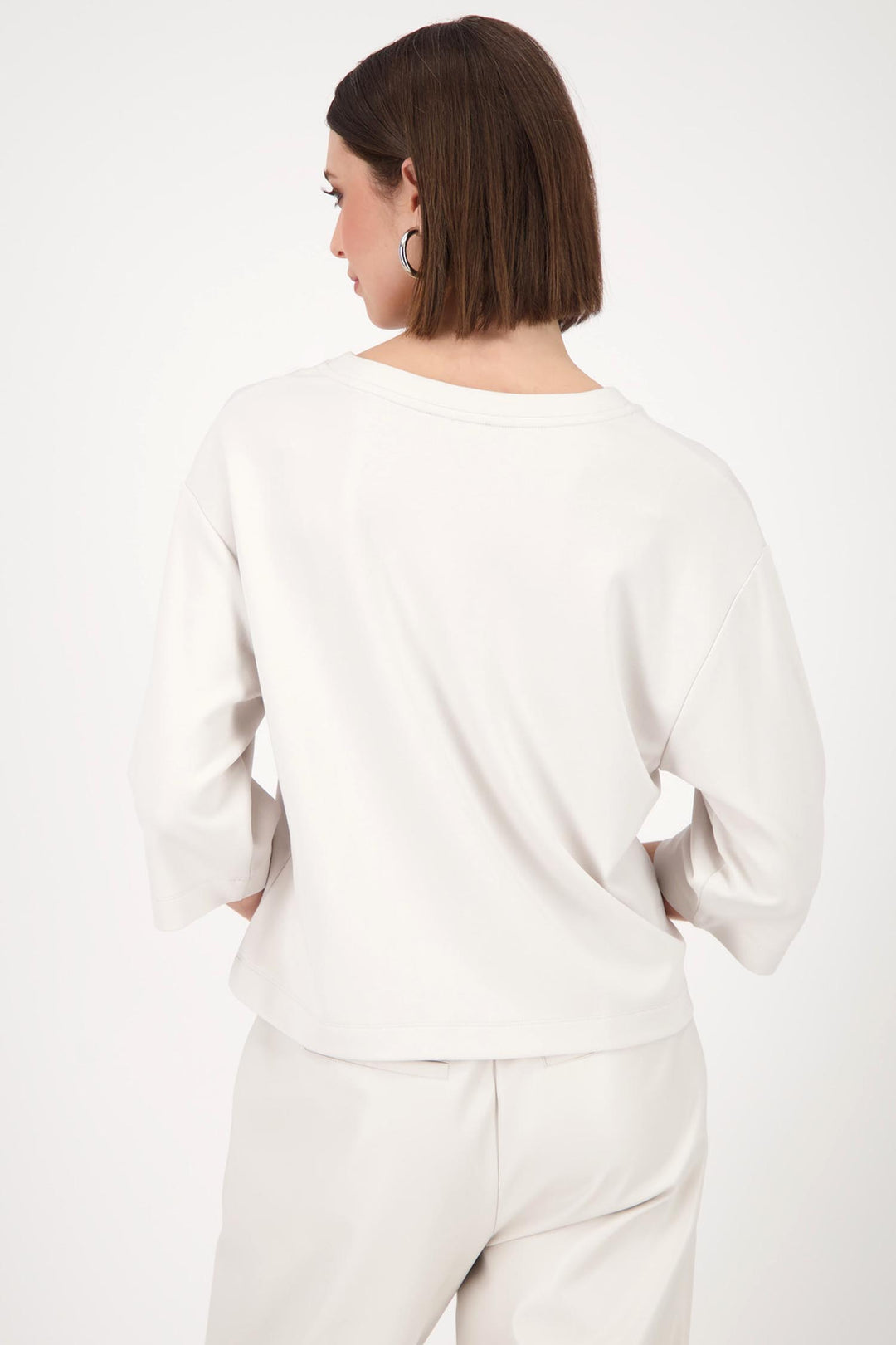 3/4 Sleeve Top w Crystal Detail in Oat Milk