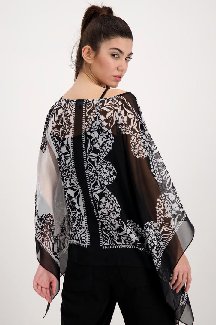 3/4 Sleeve Tunic Blouse in Black White