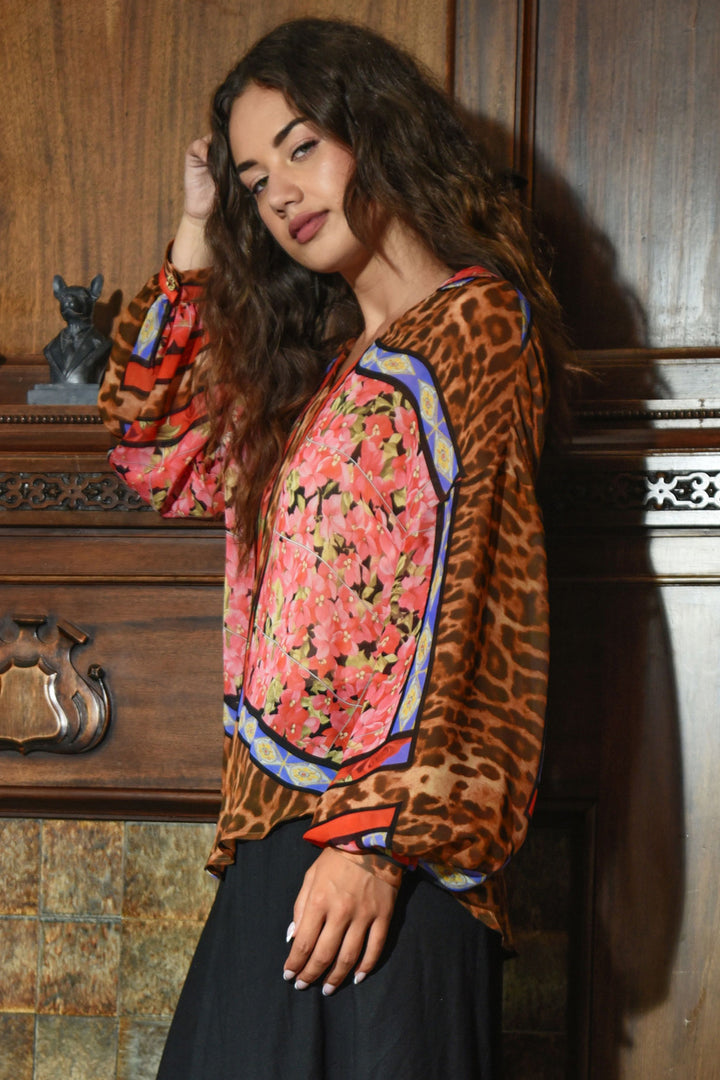 A Fresh Take Blouse in Leopard Rose