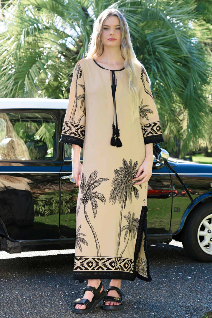 A Palm of State of Mind Dress in Tan