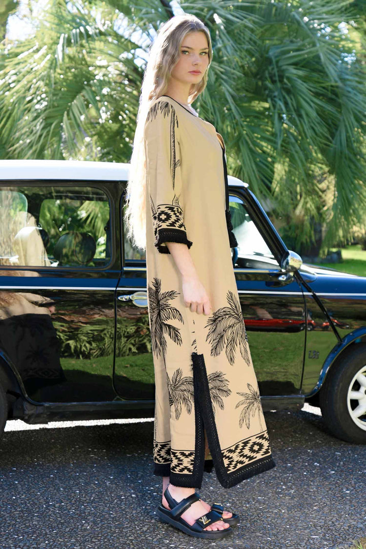 A Palm of State of Mind Dress in Tan