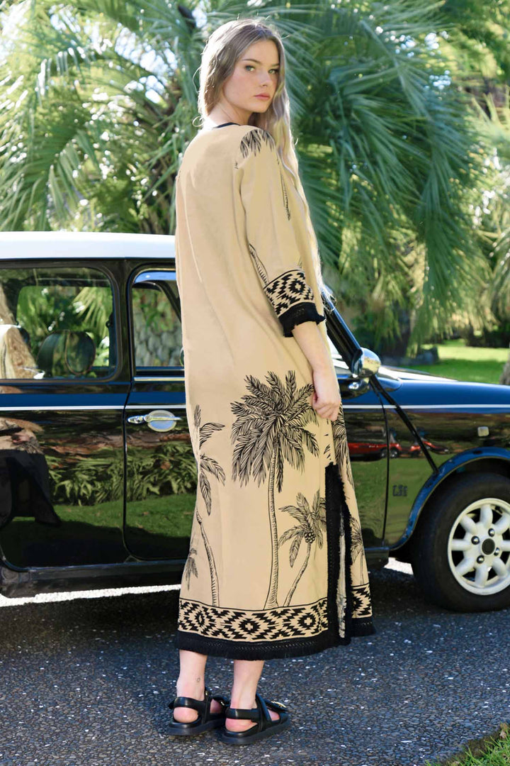 A Palm of State of Mind Dress in Tan