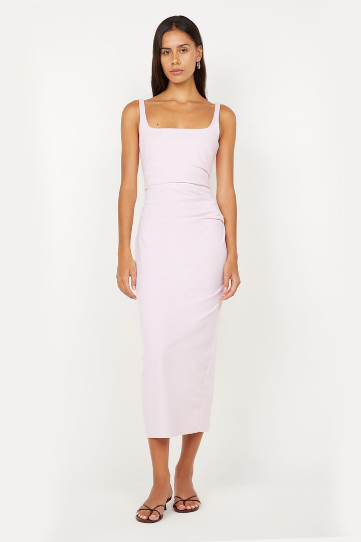 Aveline Tuck Midi Dress in Ballet Pink
