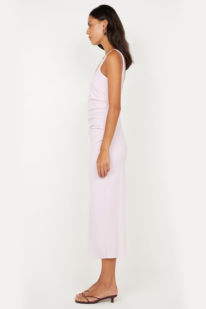 Aveline Tuck Midi Dress in Ballet Pink
