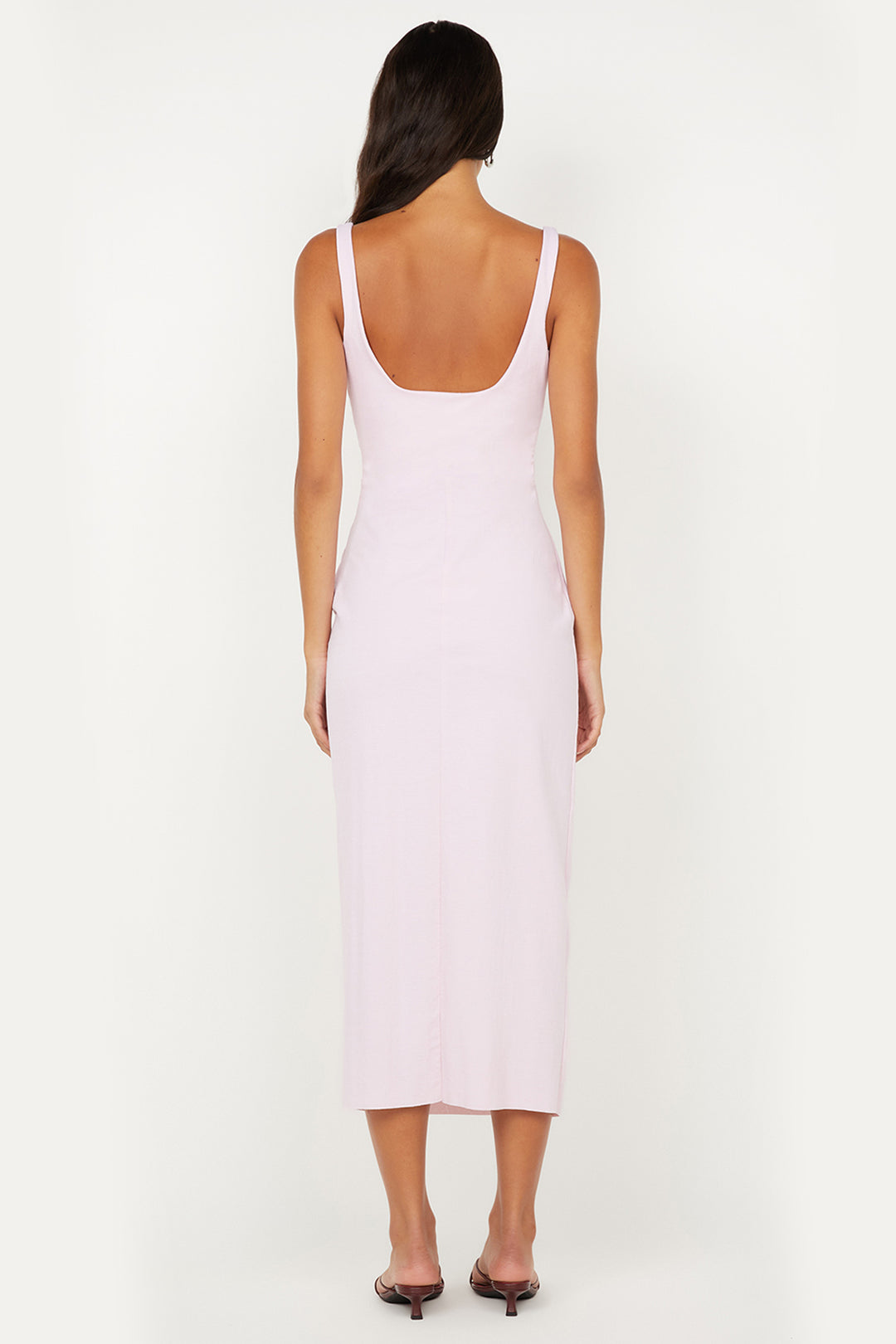 Aveline Tuck Midi Dress in Ballet Pink