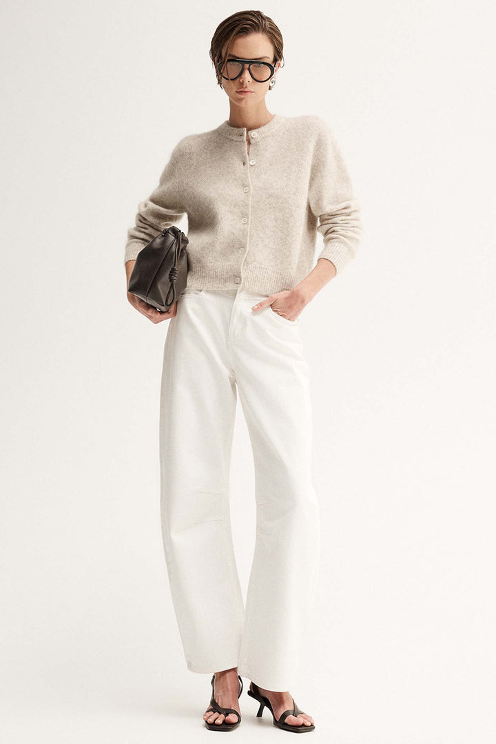 Abigail Knit Cardigan in White Marble