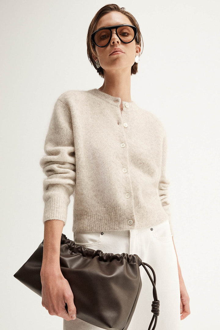 Abigail Knit Cardigan in White Marble