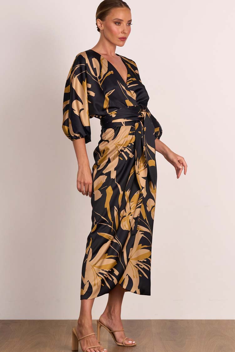 Ablaze Wrap Midi Dress