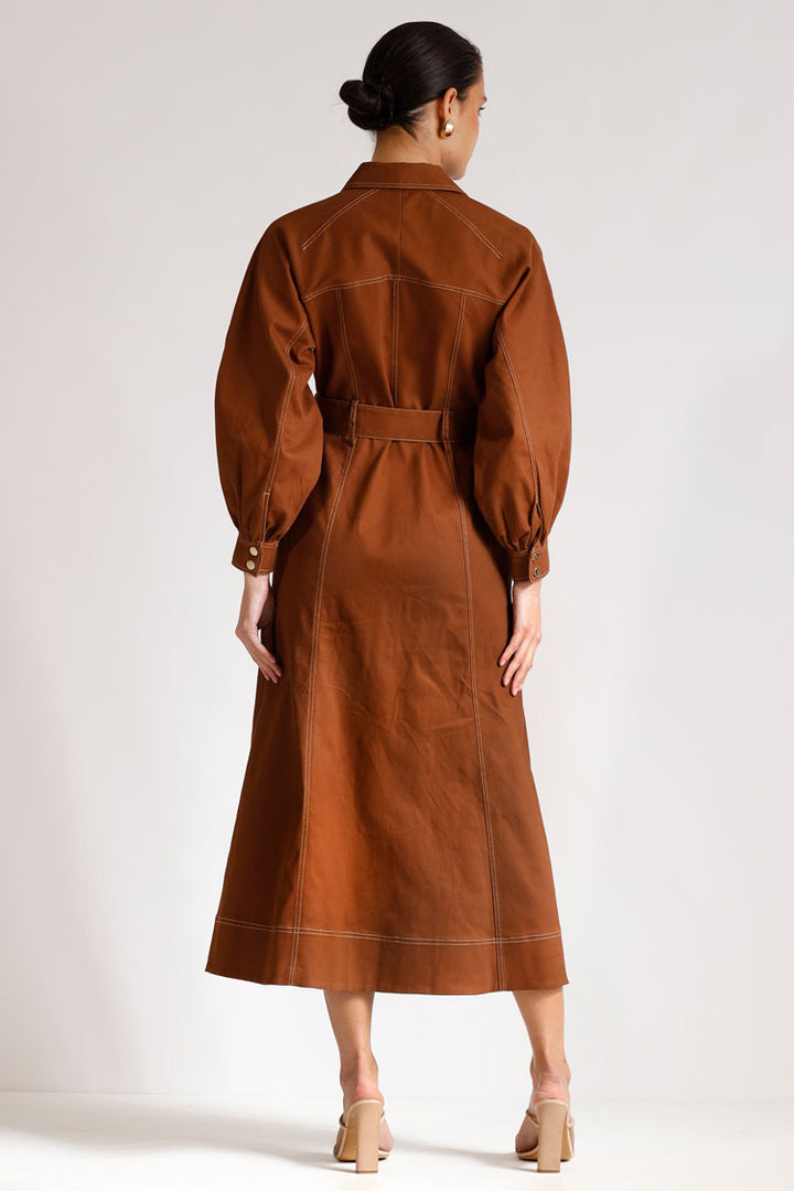 Abundance Midi Shirtdress in Fudge