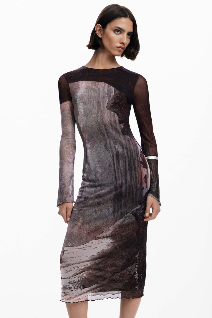 Abyss Lacroix Dress in Marron Oscuro