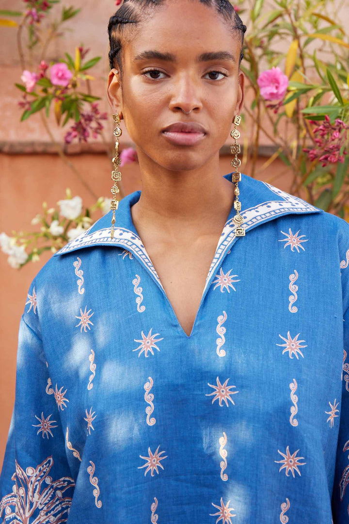 Acacia LS Mini Dress in Blue