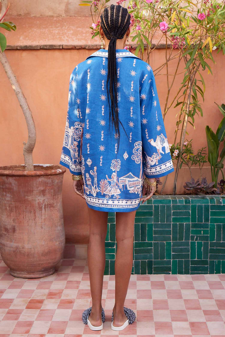 Acacia LS Mini Dress in Blue