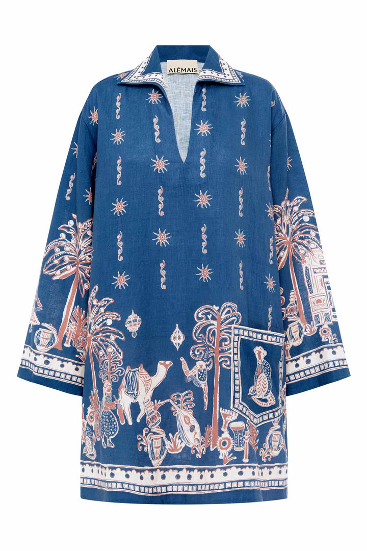 Acacia LS Mini Dress in Blue