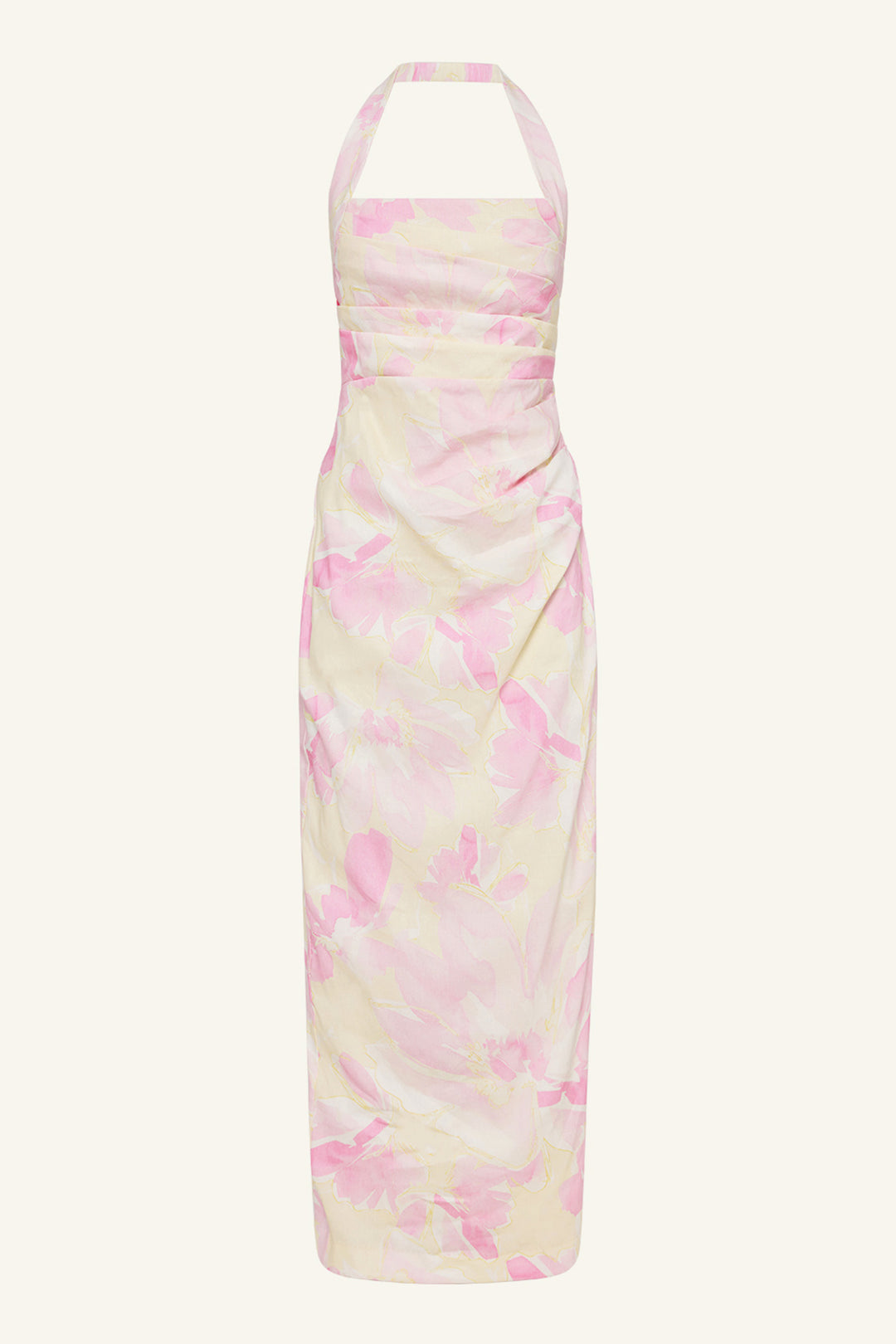 Addison Draped Halter Maxi Dress in Blush Daylily