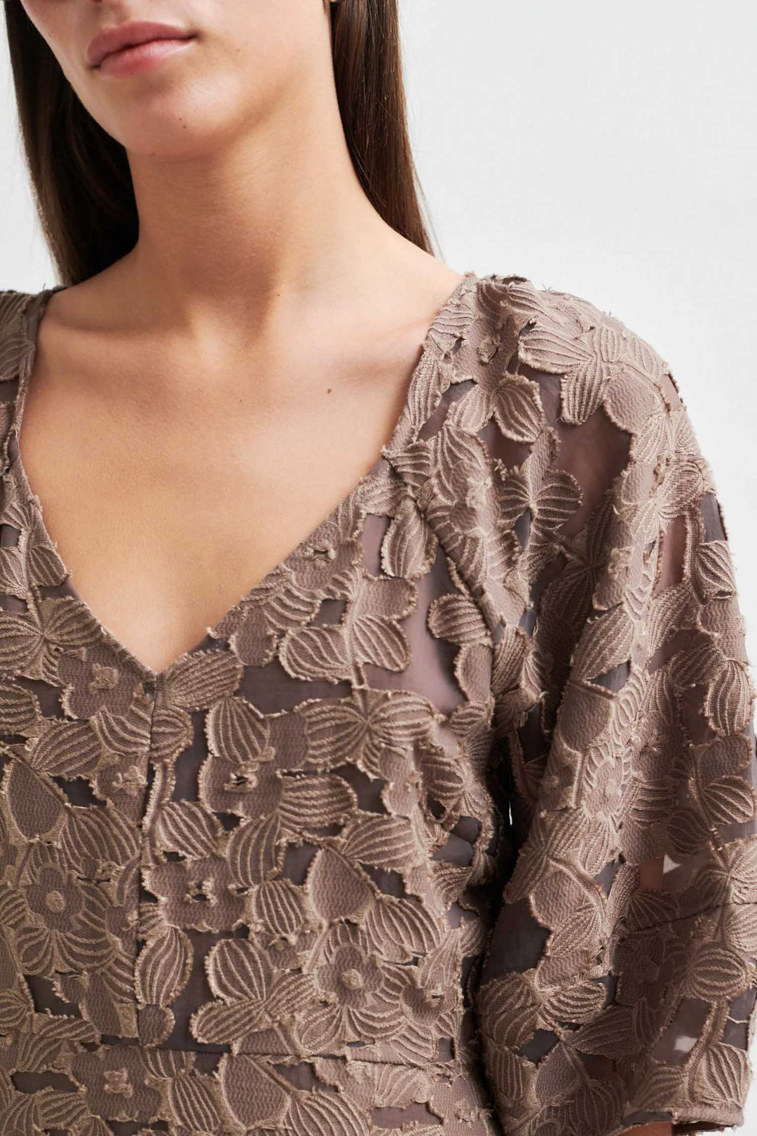 Agatha Fitted Maxi Dress in Fossil