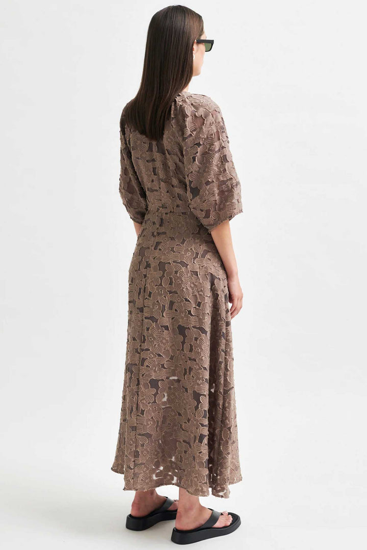 Agatha Fitted Maxi Dress in Fossil