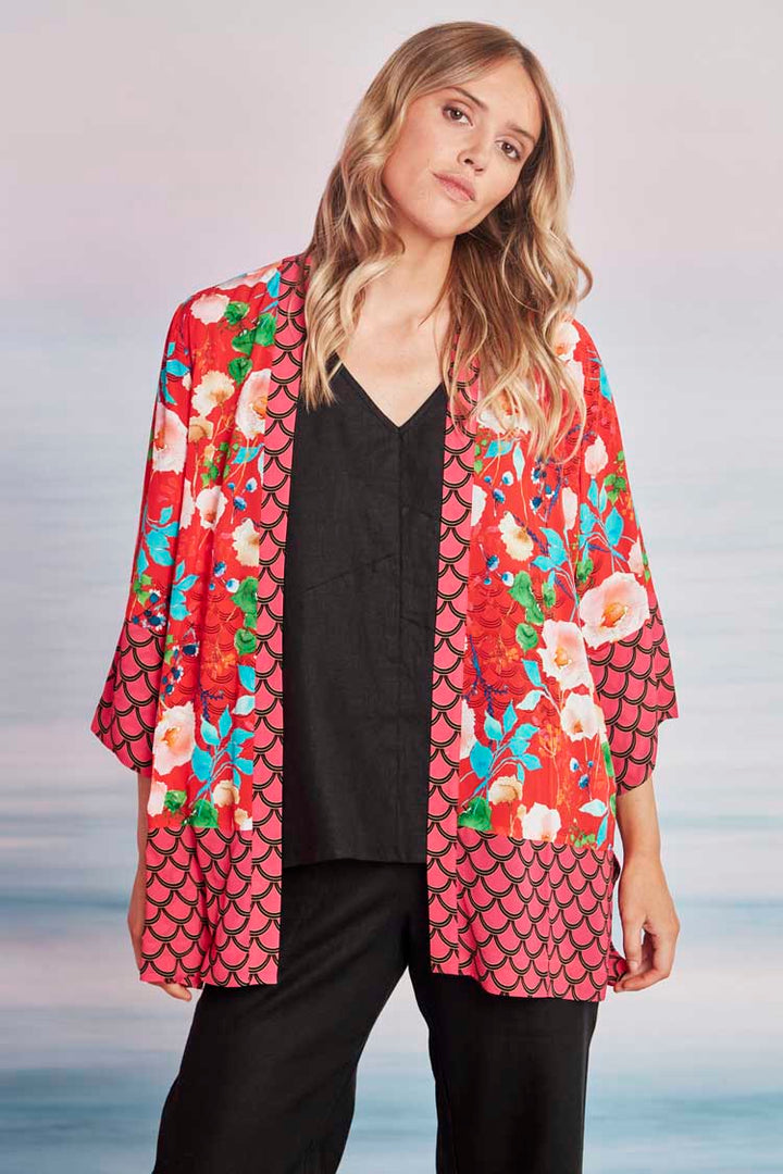 Aiko Kimono in Red Floral Print