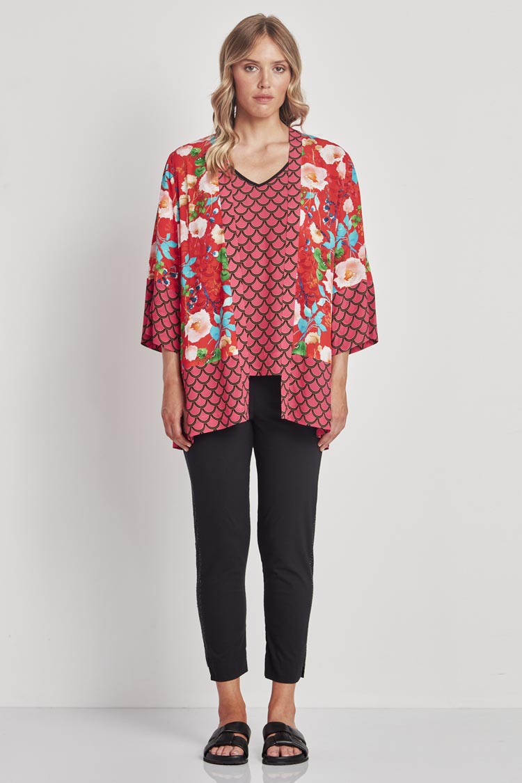 Aiko Kimono in Red Floral Print