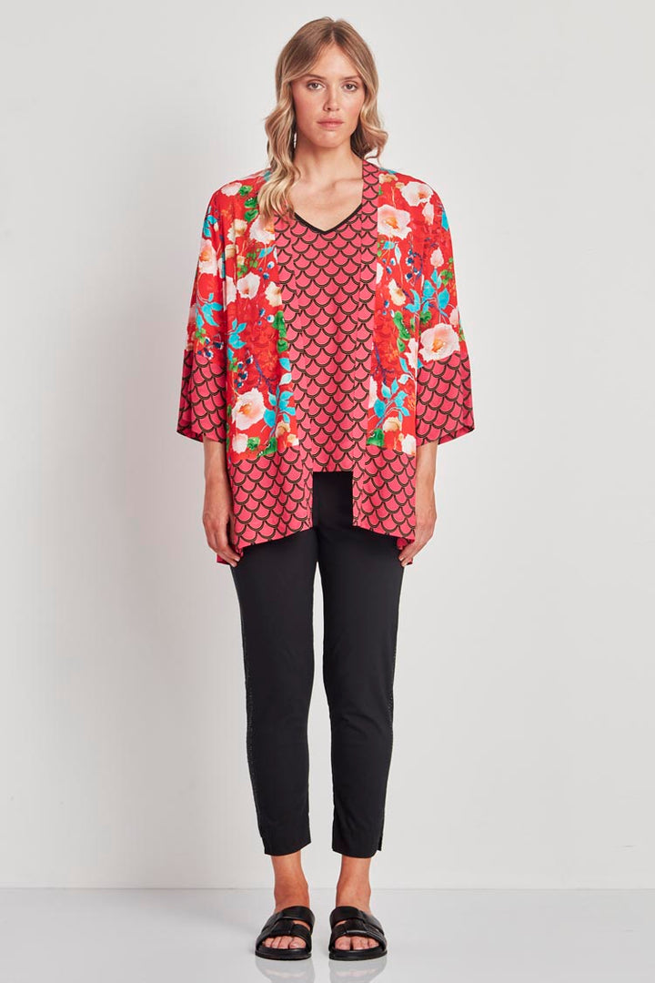 Aiko Kimono in Red Floral Print