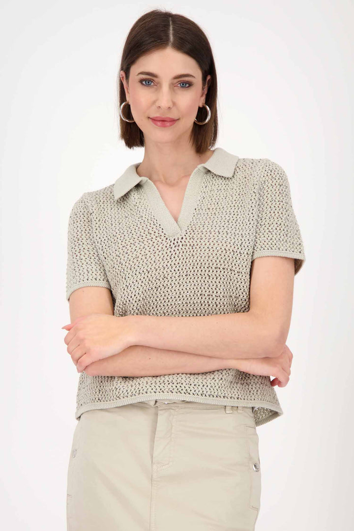 Ajour SS Polo Shirt w Rhinestones