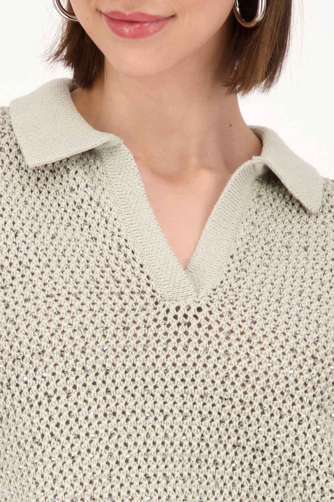 Ajour SS Polo Shirt w Rhinestones