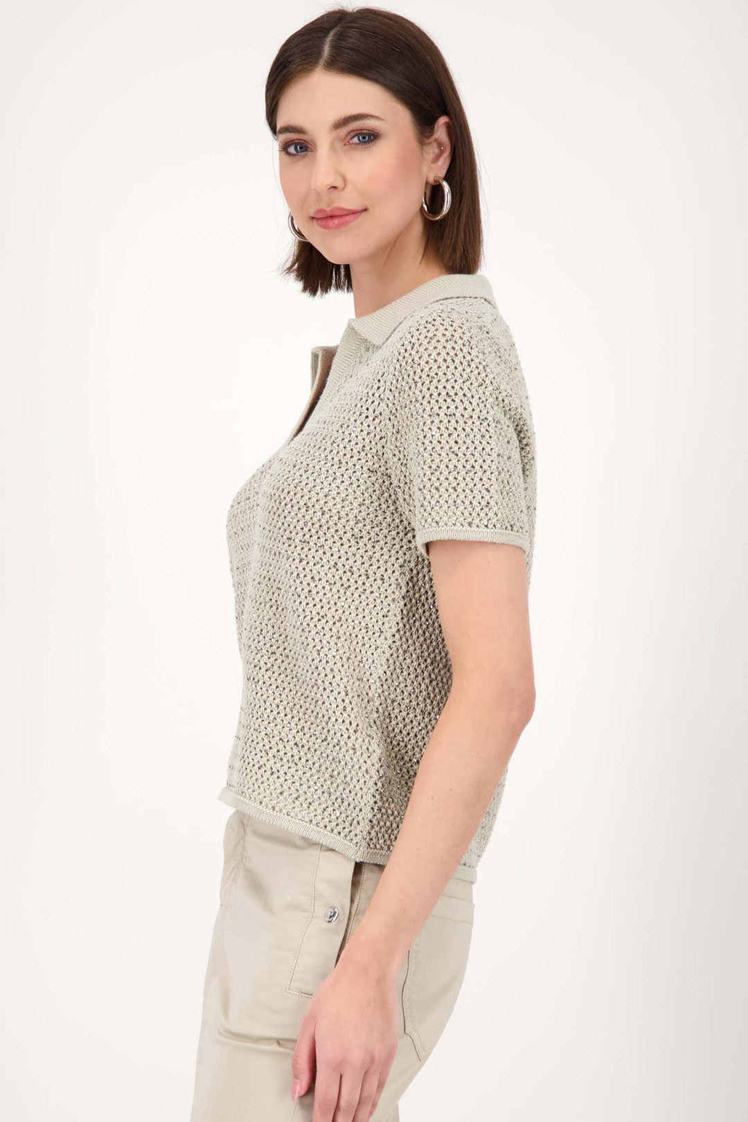 Ajour SS Polo Shirt w Rhinestones