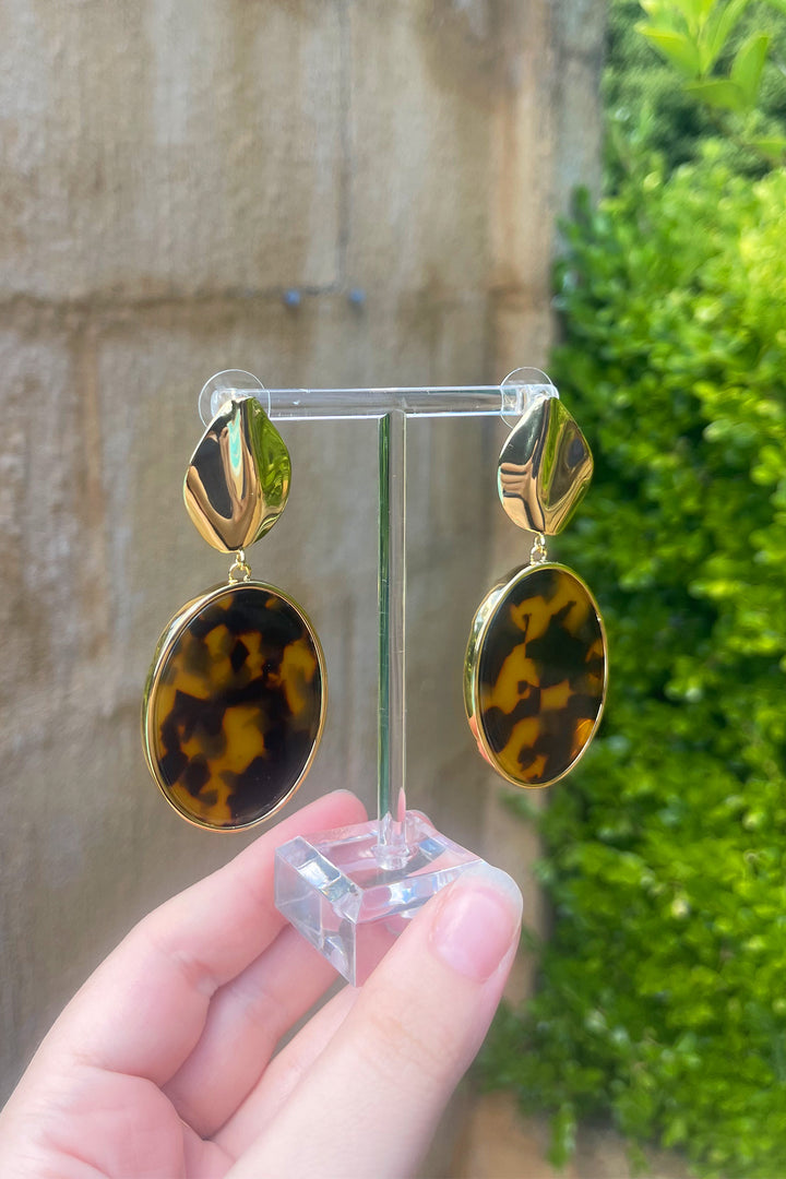 Akira Tortoise Shell Earrings in Gold
