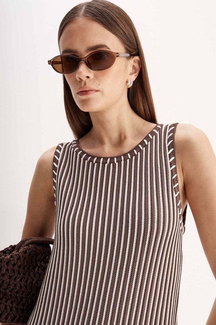 Alessandra Maxi Dress in Chocolate Stripe