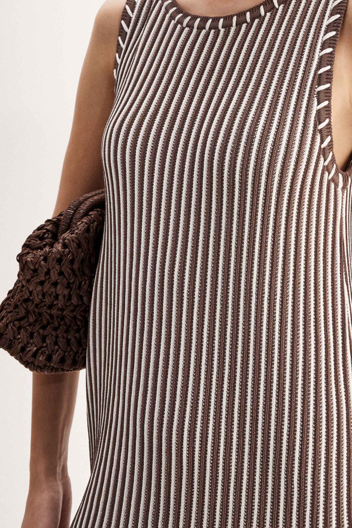 Alessandra Maxi Dress in Chocolate Stripe
