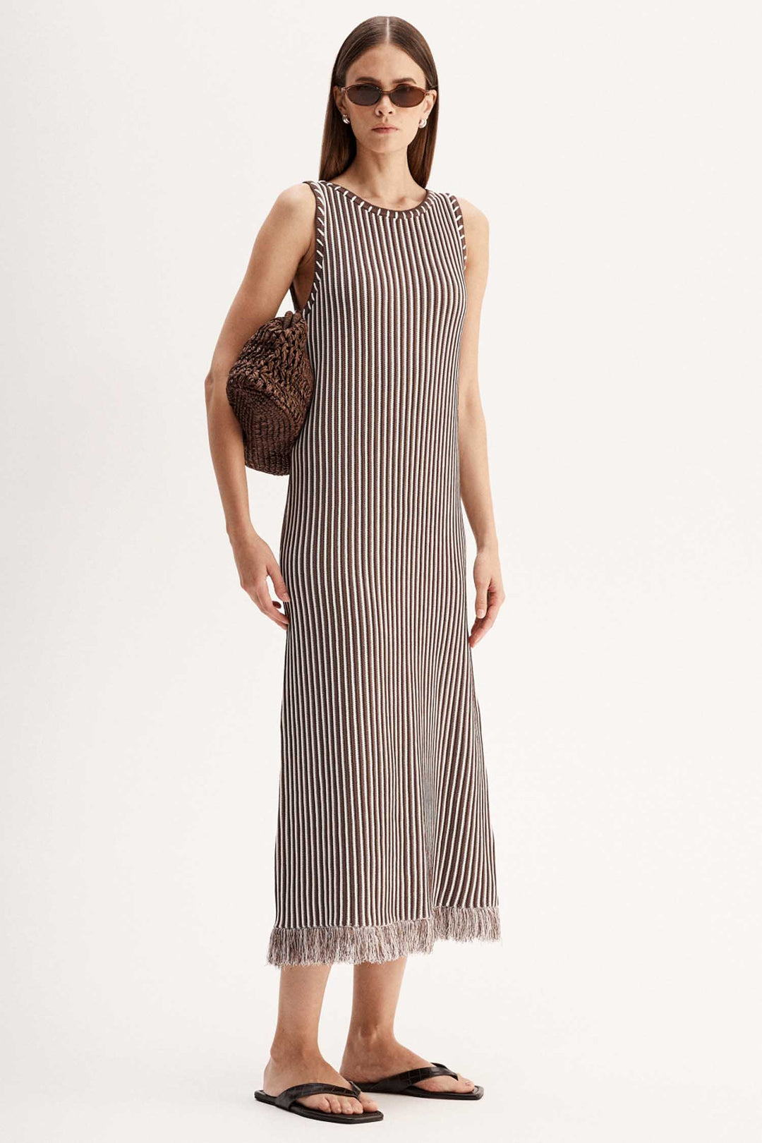 Alessandra Maxi Dress in Chocolate Stripe
