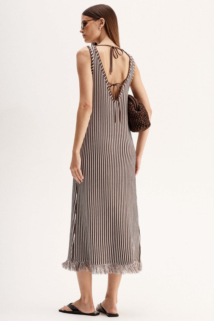Alessandra Maxi Dress in Chocolate Stripe