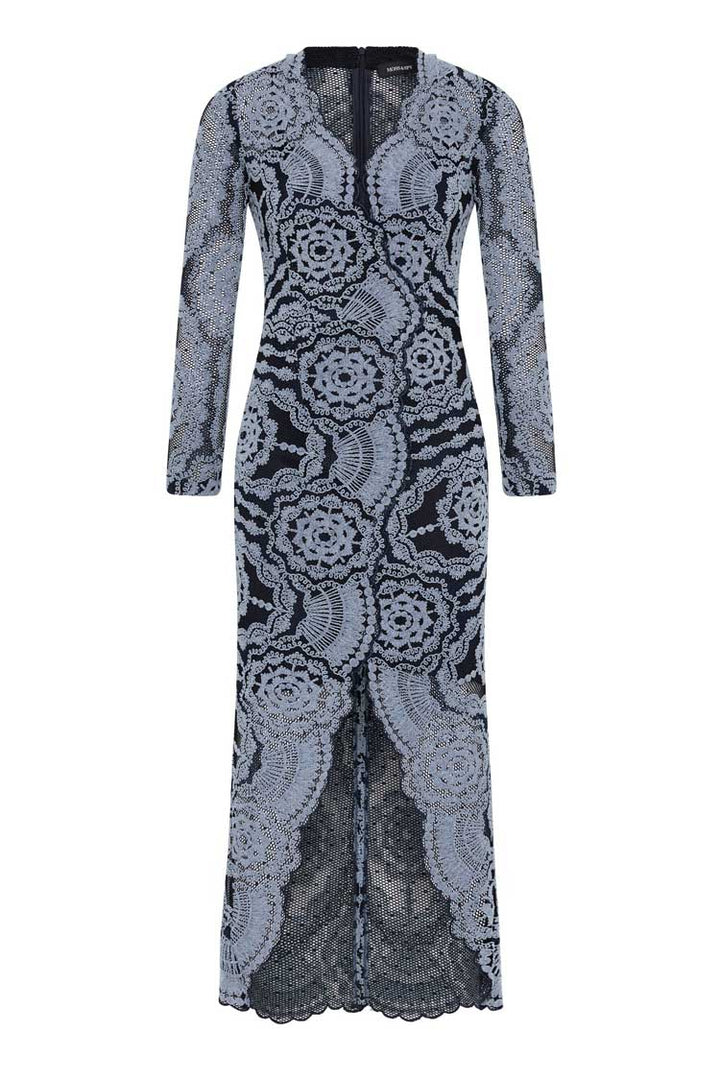Alexa V-Neck Dress in Light Blue and Navy