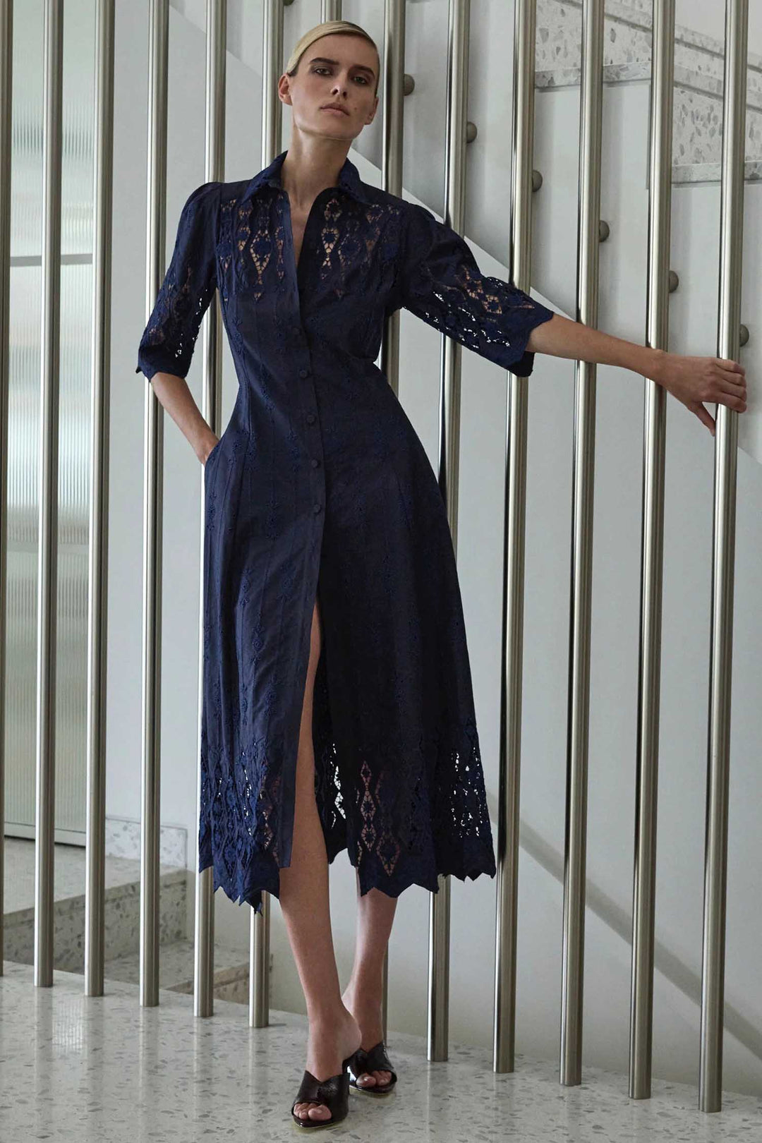 Alice Shirt Dress in Navy
