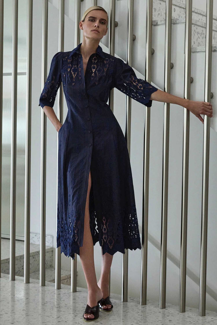 Alice Shirt Dress in Navy