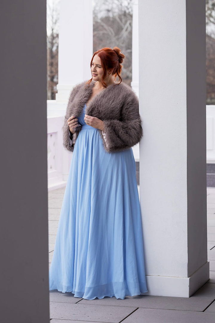 Alida Gown in Sky | Georgette