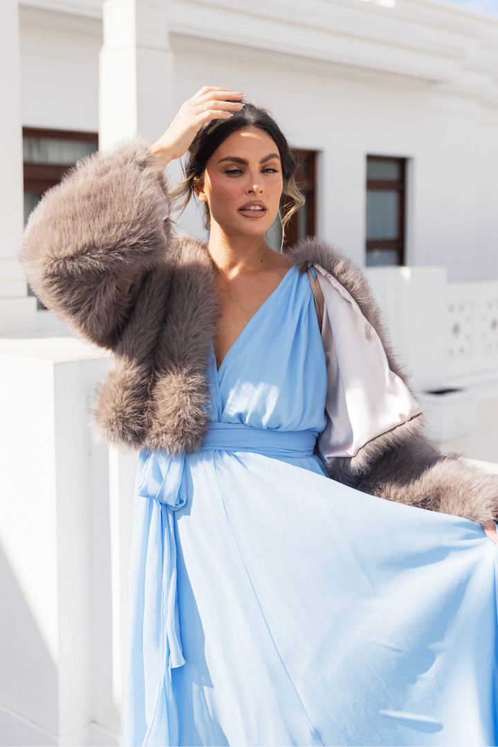 Alida Gown in Sky | Georgette