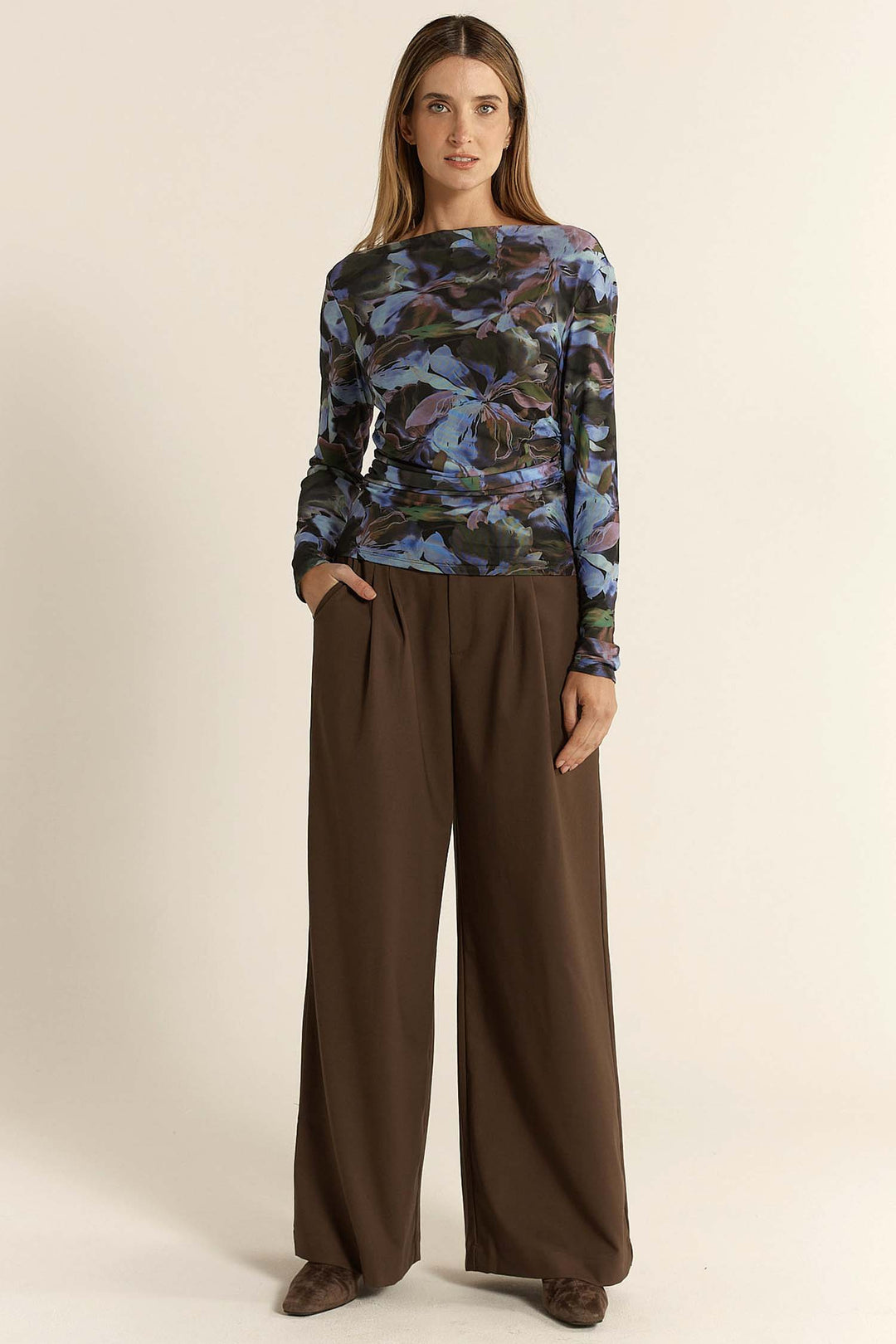 Alix Mesh Top in Blurred Floral