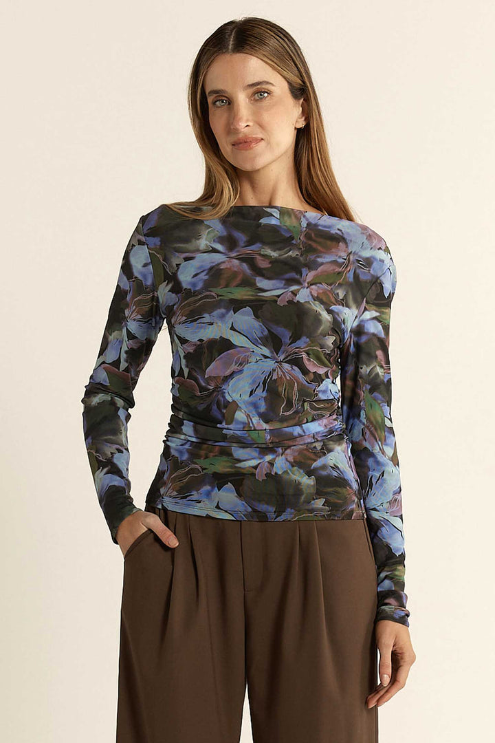 Alix Mesh Top in Blurred Floral