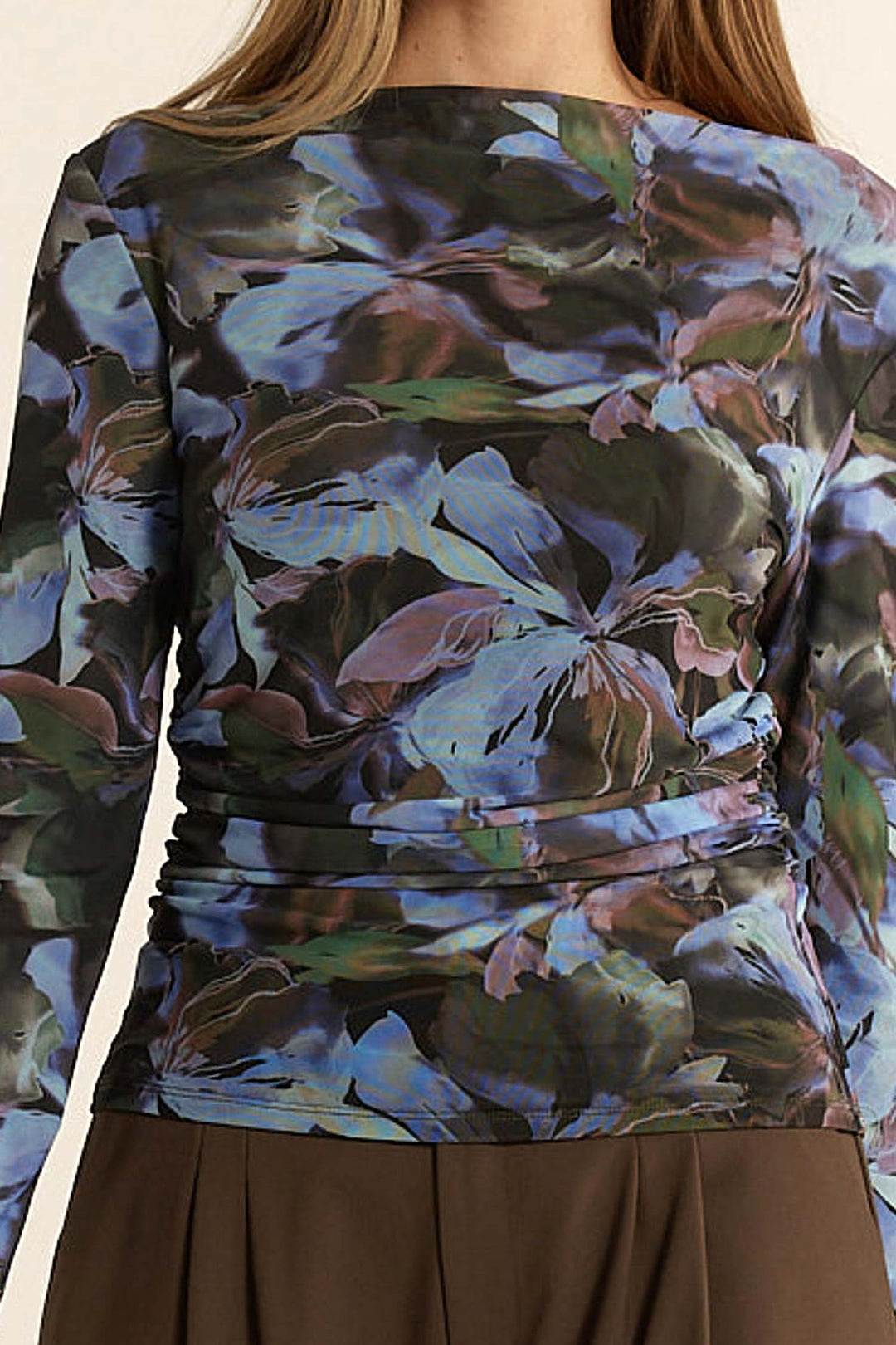 Alix Mesh Top in Blurred Floral