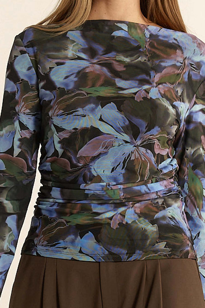 Alix Mesh Top in Blurred Floral
